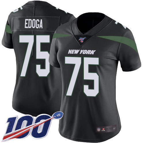 New York Jets Limited Black Women Chuma Edoga Alternate Jersey NFL Football #75 100th Season Vapor Untouchable